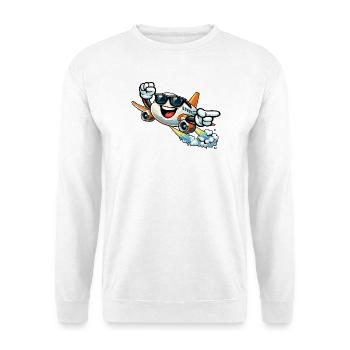 Fröhliches Flugzeug mit Sonnenbrille - Unisex Pullover - Weiß - Vorne