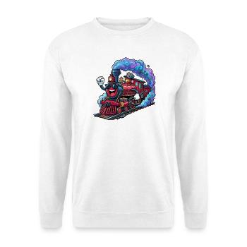 Bunte, verspielte Lokomotive - Unisex Pullover - Weiß - Vorne