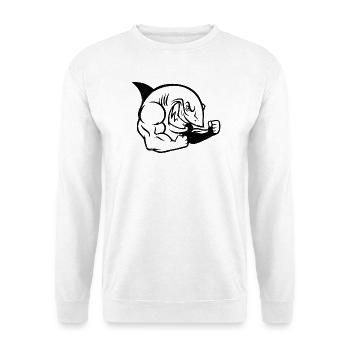 Muskulöser Hai Bodybuilder Workout Silhouette - Unisex Pullover - Weiß - Vorne