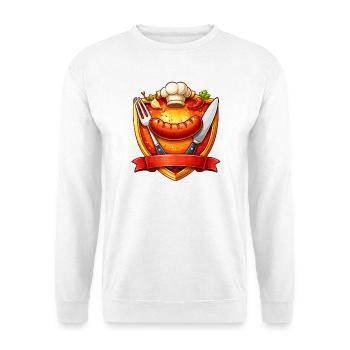 Gegrillte Wurst auf rotem Teller Schild - Unisex Pullover - Weiß - Vorne