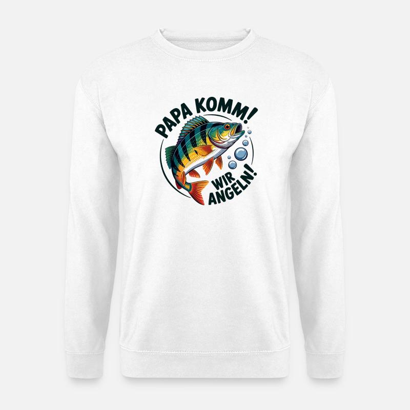 Papa Angelt Spaß Fischmotiv - Unisex Pullover - Weiß