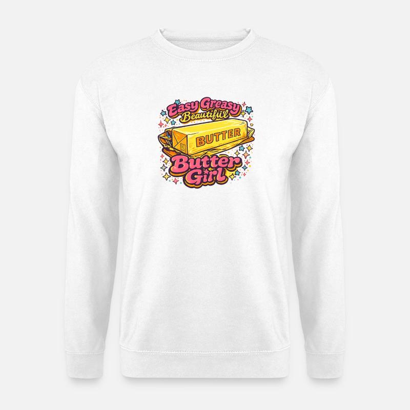 Butter Girl Retro Pop-Art-Illustration - Unisex Pullover - Weiß