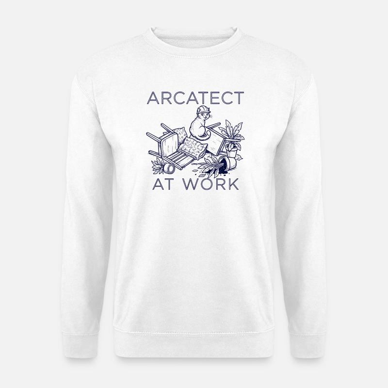 Arbeiterkatze am Werk - Unisex Pullover - Weiß