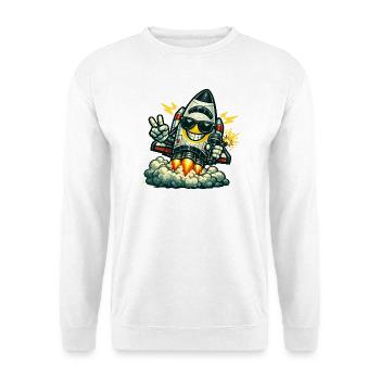 Space Rocket Duck mit Mikrofon - Unisex Pullover - Weiß - Vorne