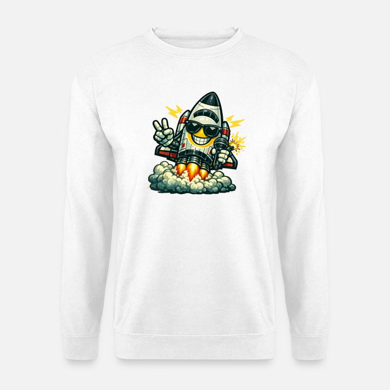 Space Rocket Duck with Microphone - Unisex Sweatshirt - white