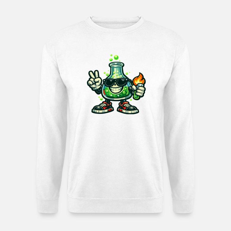 Labor-Held mit Peace-Sign und Flamme - Unisex Pullover - Weiß