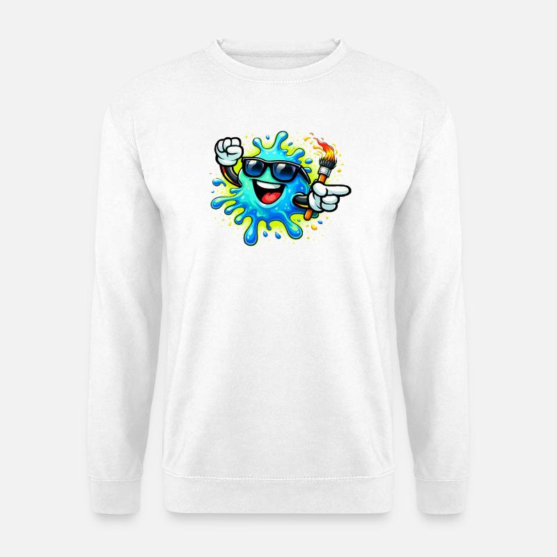 Fröhlicher Farbspritzer mit Sonnenbrille - Unisex Pullover - Weiß