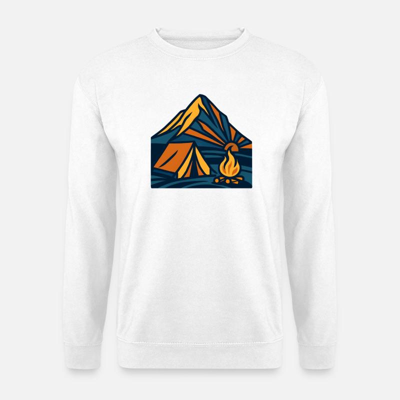 Bergzelt Lagerfeuer Abend - Unisex Pullover - Weiß