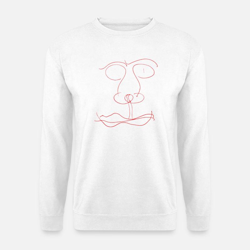 Rotes Liniengesicht - Unisex Pullover - Weiß