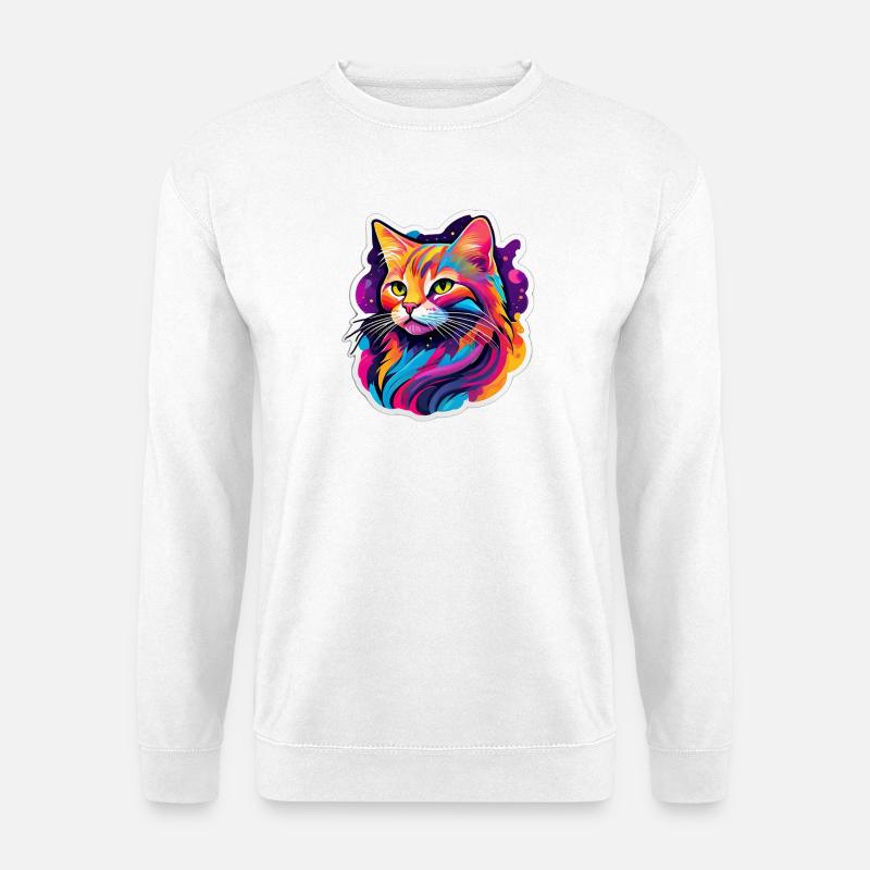 Rainbow Bright Cat - Unisex Sweatshirt - white