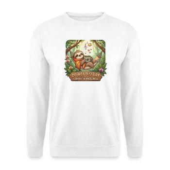 Paresseux Douillet avec Café et Design Ne Pas Déranger - Sweat-shirt Unisexe - blanc - Devant