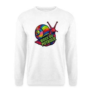 Maître du Potager : Escargot Coloré Psychédélique - Sweat-shirt Unisexe - blanc - Devant