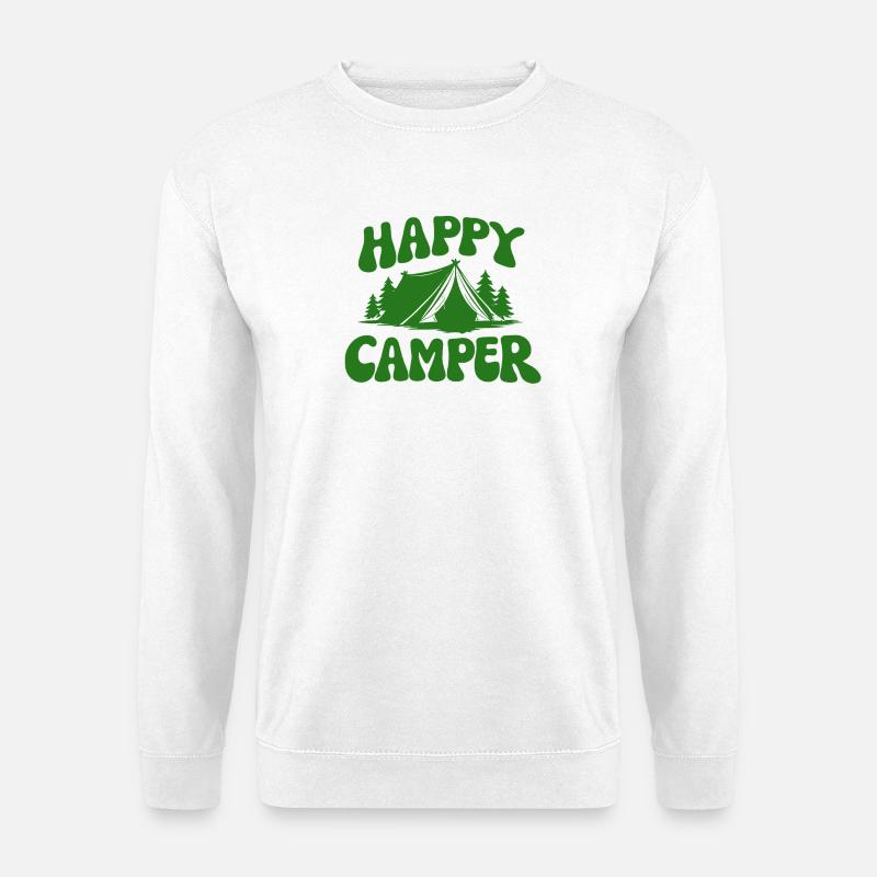 Happy Camper Waldzelten  - Unisex Pullover - Weiß