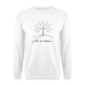 Kruzifix He is Risen Ostern Jesus - Unisex Pullover - Weiß - Vorne