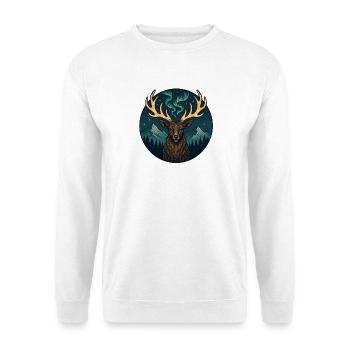 Northern Lights Moose in Mountain Landscape - Unisex Sweatshirt - white - Front