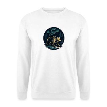 Nordlichtbär im Nachtwald - Unisex Pullover - Weiß - Vorne