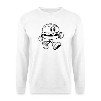 Lustiger Burger läuft Cartoon Fast Food - Unisex Pullover - Weiß - Vorne