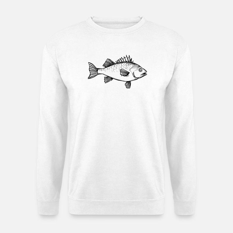 Rotbarsch Angler Fisch - Illustration - Unisex Pullover - Weiß