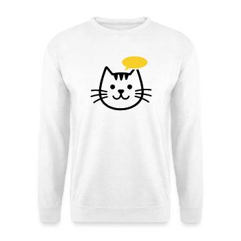 Tête de chat avec bulle de dialogue jaune - Sweat-shirt Unisexe - blanc - Devant