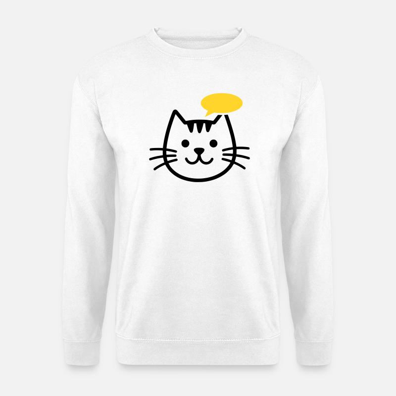 Cat head with yellow speech bubble - Unisex Sweatshirt - white