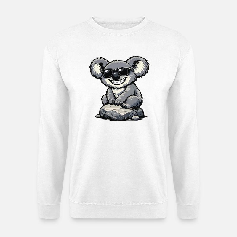 Cooler Koala auf Stein mit Sonnenbrille - Unisex Pullover - Weiß