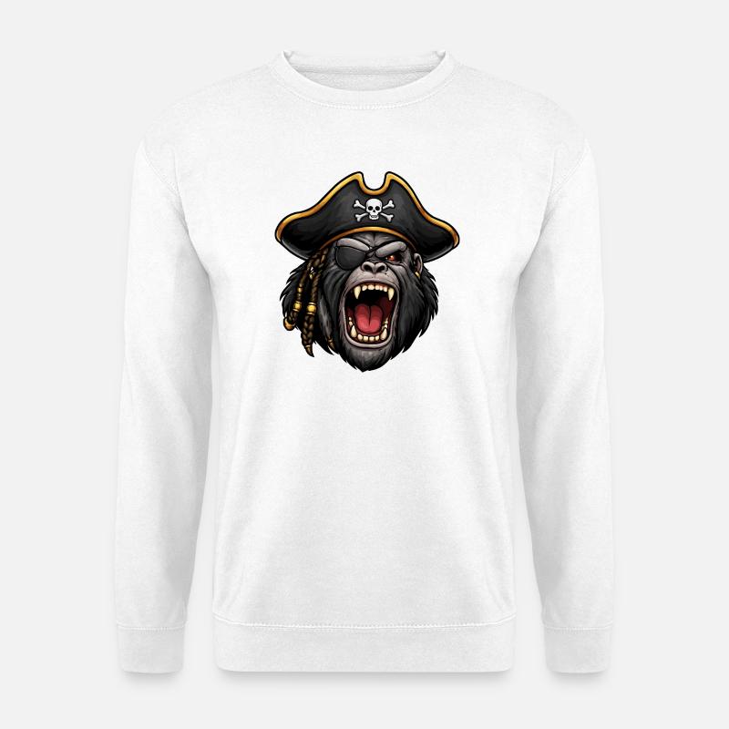 Pirat Gorilla mit Augenklappe - Unisex Pullover - Weiß