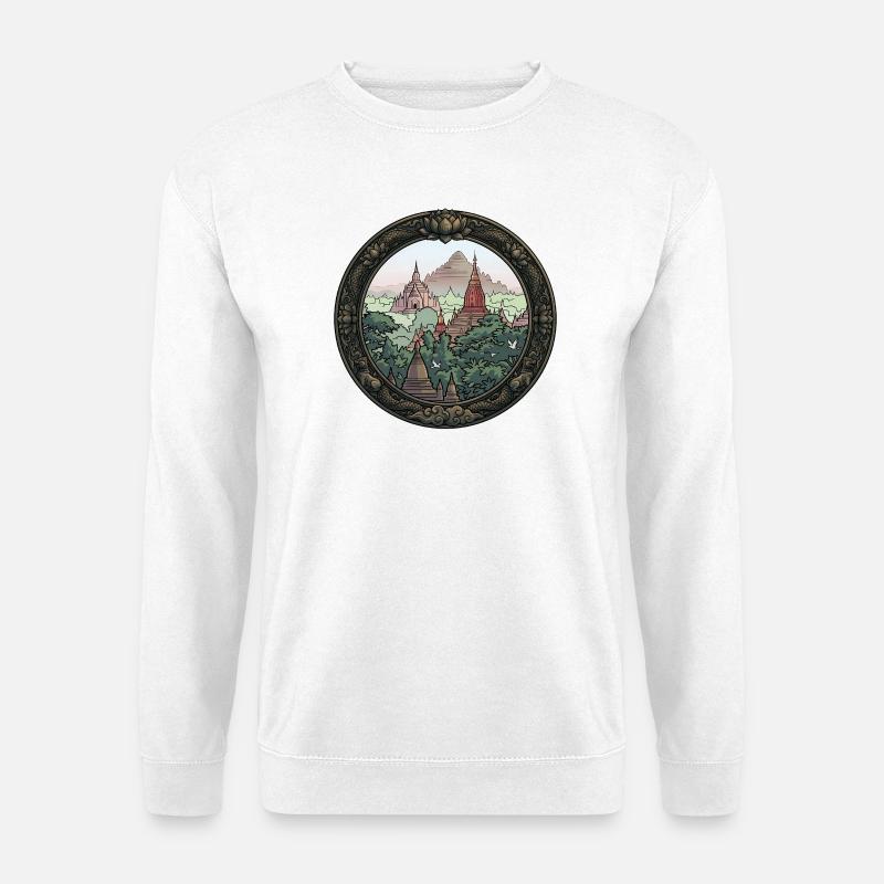 Dschungel Tempel Rundbild - Unisex Pullover - Weiß