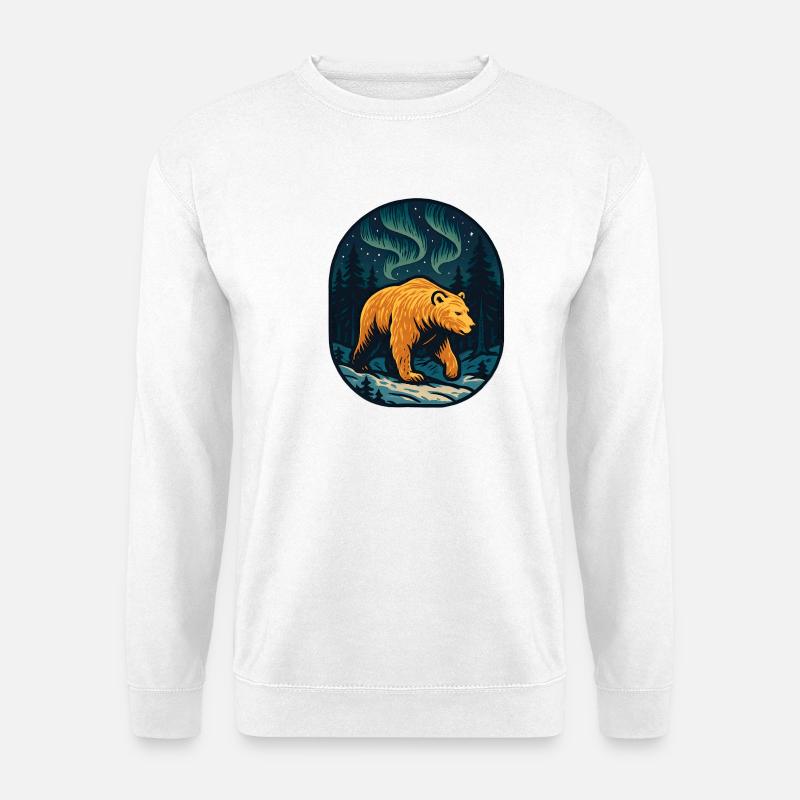 Nordlichtbär im Wald - Unisex Pullover - Weiß