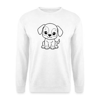 Petit chien mignon – Chiot noir et blanc - Sweat-shirt Unisexe - blanc - Devant