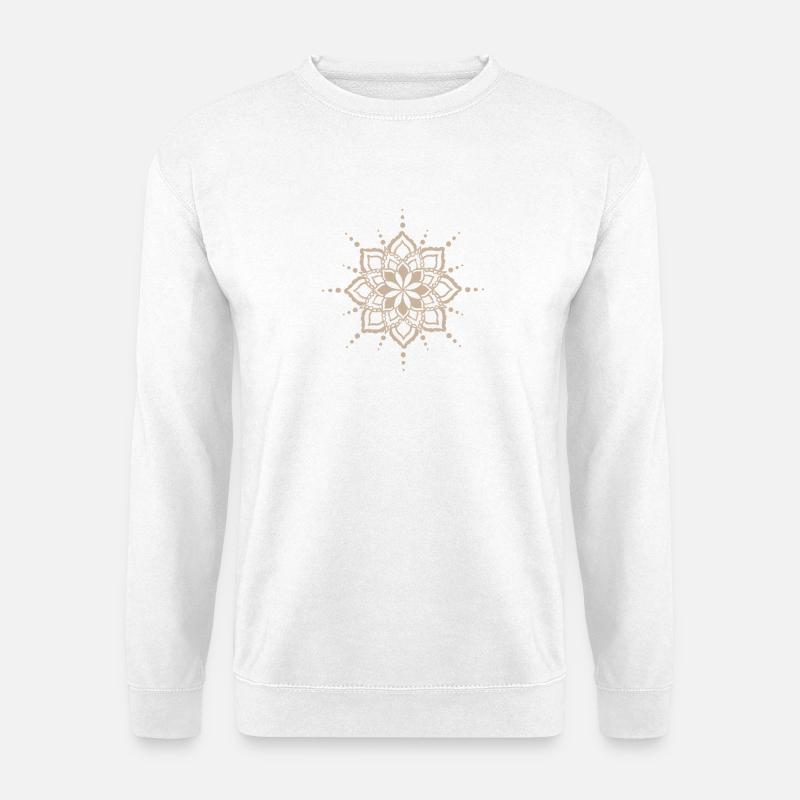 Beige Mandala Blütenblüte - Unisex Pullover - Weiß