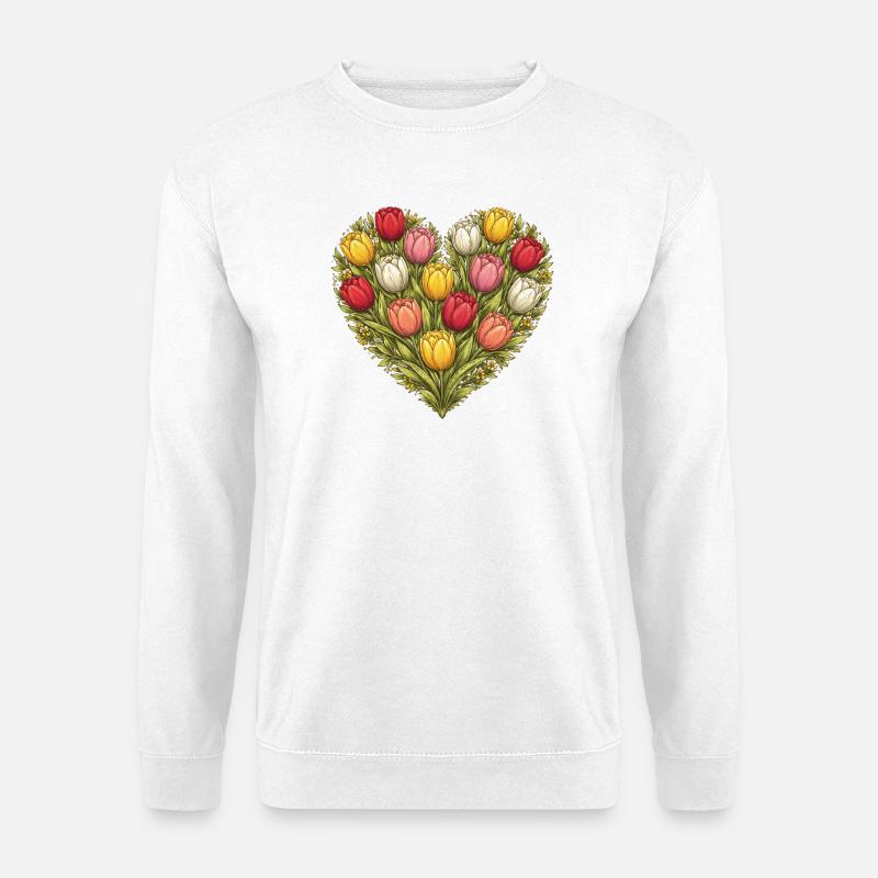 Tulpenherzstrauß - Unisex Pullover - Weiß