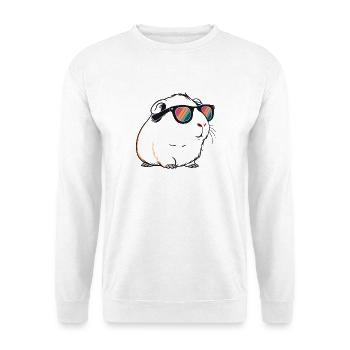 Meerkaninchen mit Retro-Sonnenbrille - Unisex Pullover - Weiß - Vorne