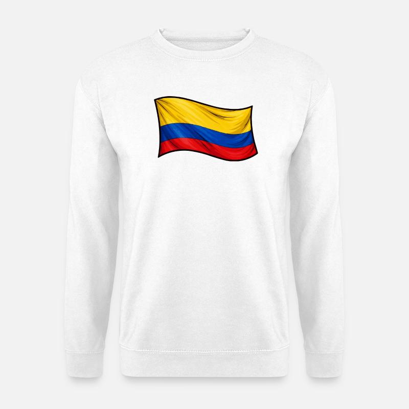Kolumbianische Flagge im Wind - Unisex Pullover - Weiß