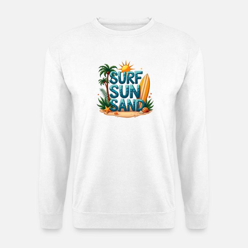 Surfen Sonne Sand Strand Design - Unisex Pullover - Weiß
