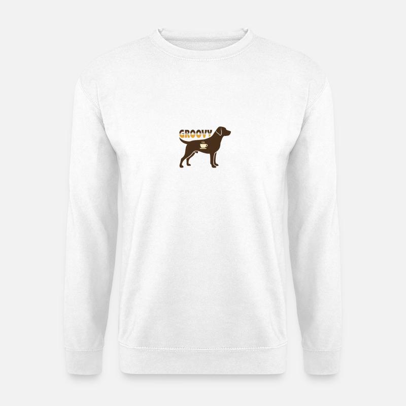  Groovy Hund Kaffee Retro 70s - Unisex Pullover - Weiß