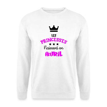 Prinzessin geboren im April Tolles Geburtstagsgeschenk - Unisex Pullover - Weiß - Vorne