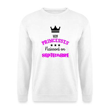 Princesse née Septembre Beau Cadeau Anniversaire - Sweat-shirt Unisexe - blanc - Devant