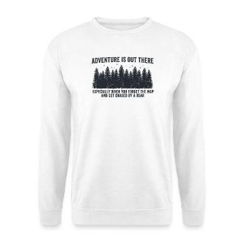 Adventure is out there – Funny Outdoor Spruch - Unisex Pullover - Weiß - Vorne