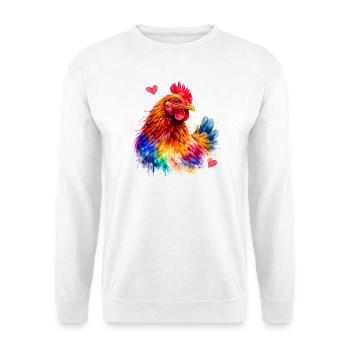 Rainbow Rooster Watercolor - Unisex Sweatshirt - white - Front