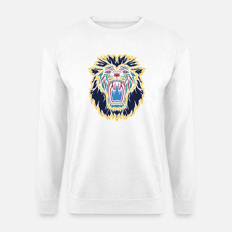 Löwenkopf Neonroar Kunstprint - Unisex Pullover - Weiß