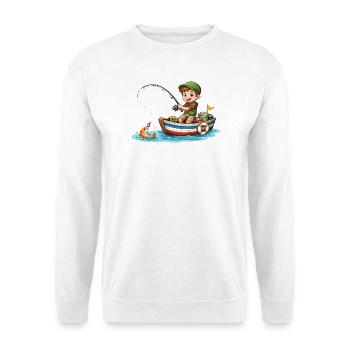 Kids Angler Shirt Boy Fishing Boat Fish - Unisex Sweatshirt - white - Front