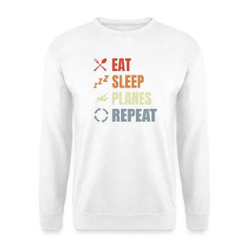 Eat Sleep Planes Repeat - Unisex Pullover - Weiß - Vorne