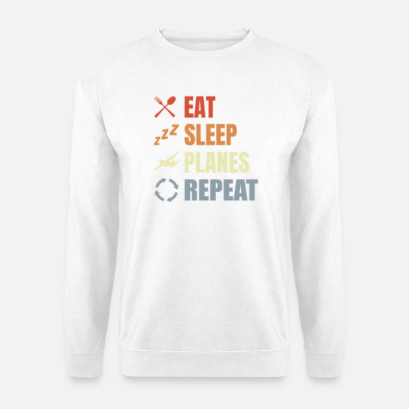Eat Sleep Planes Repeat - Unisex Sweatshirt - white