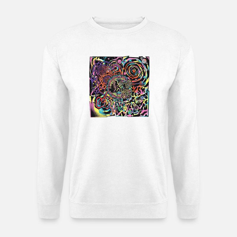 Psychedelic Rock Party Moon - Unisex Pullover - Weiß