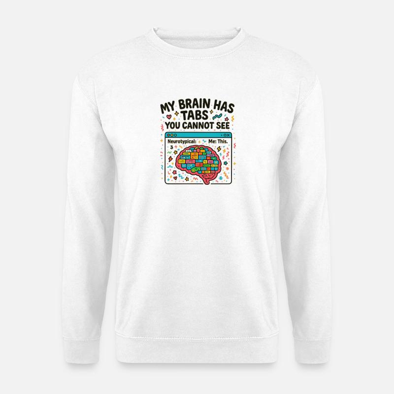 Buntes Gehirn mit versteckten Tabs - Unisex Pullover - Weiß