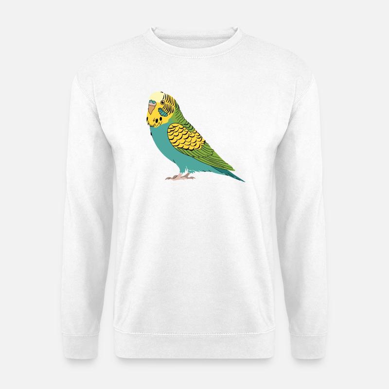  Wellensittich Grün Gelb Türkis Sittich Papagei - Unisex Pullover - Weiß