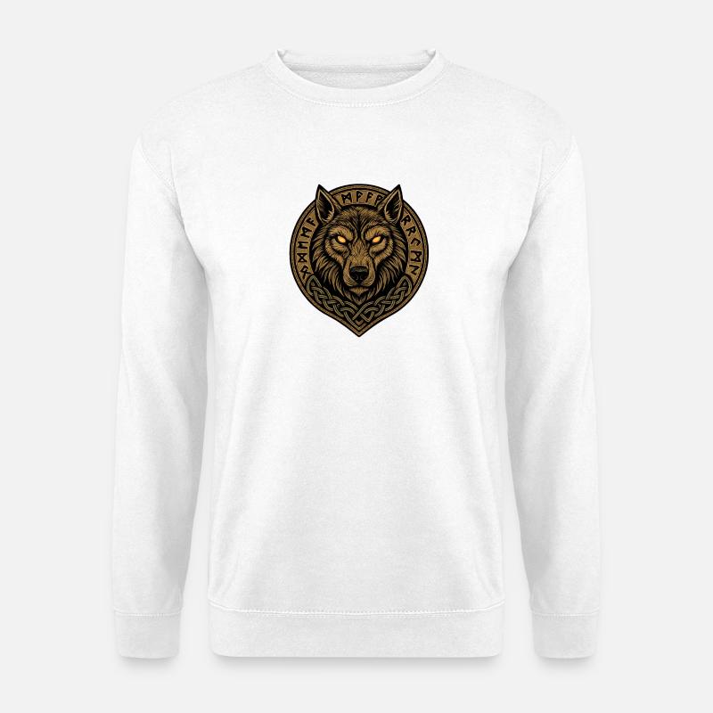 Wolf Medallion Runic Crest - Unisex Sweatshirt - white