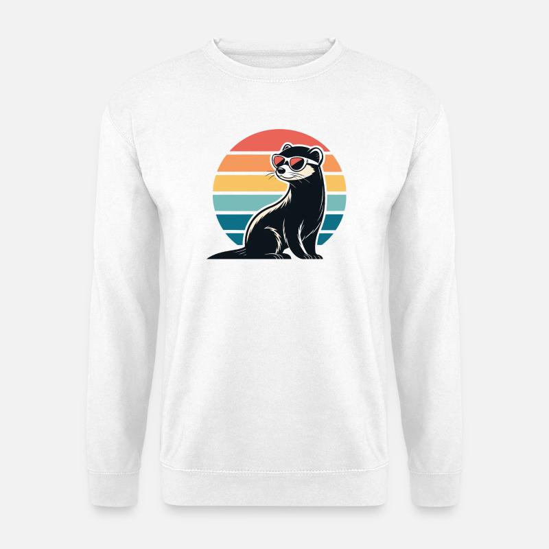 Retro-Frettchen in der Sonne - Unisex Pullover - Weiß