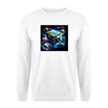 Erdwürfel im Weltraum - Unisex Pullover - Weiß - Vorne