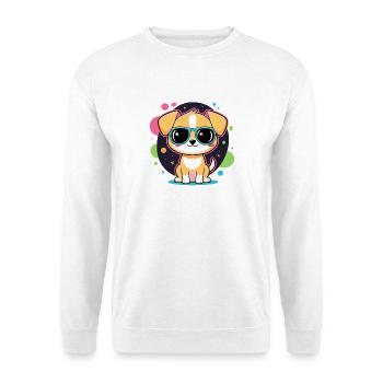 Neon-Welpe mit Brille - Unisex Pullover - Weiß - Vorne
